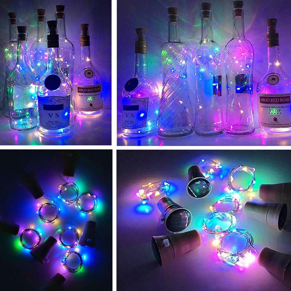 Copper Wire LED String Lights powered by Solar Wine Bottle Cork 10 Pack