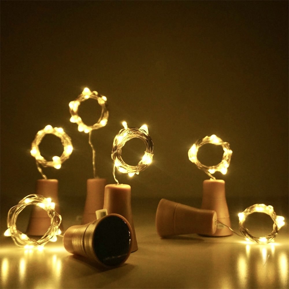 Copper Wire LED String Lights powered by Solar Wine Bottle Cork 10 Pack