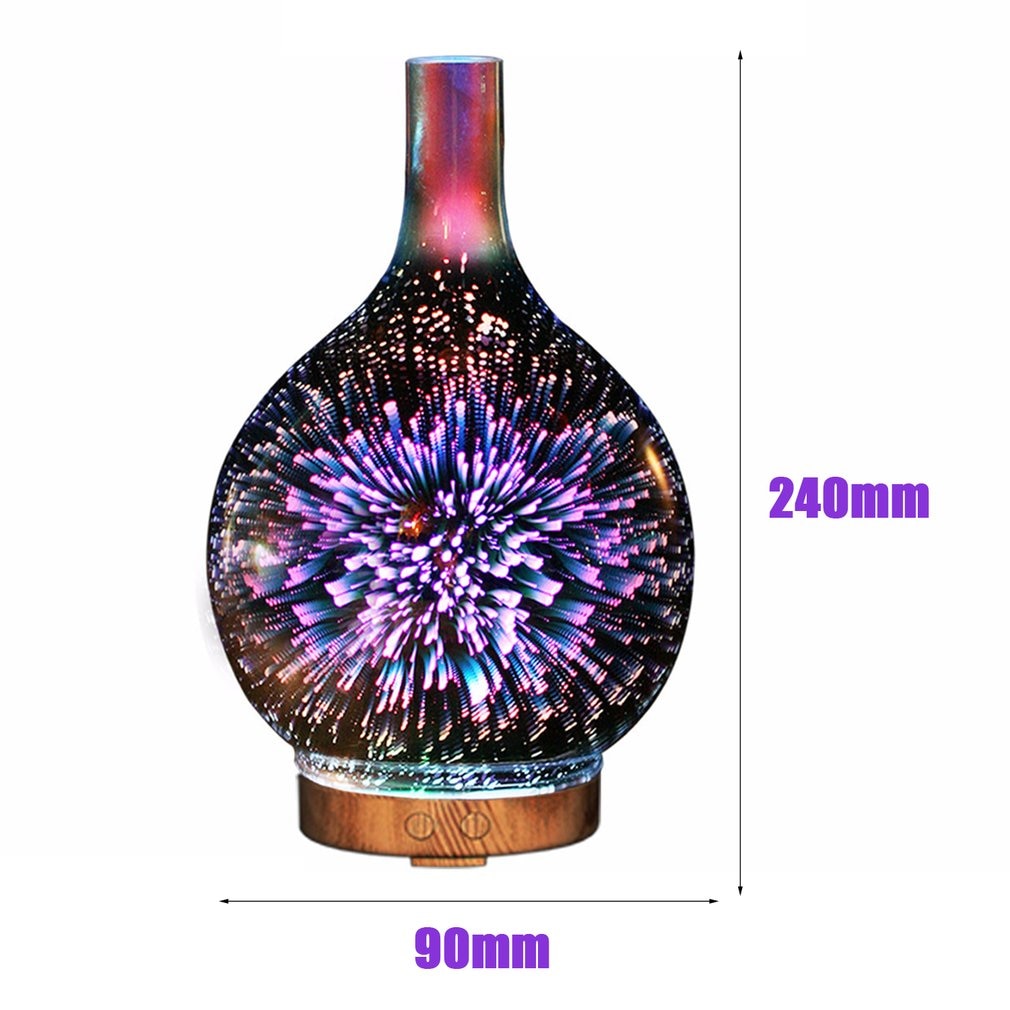 3D Glass Essential Aroma Oil Diffuser/Humidifier -7 Led Color Mode